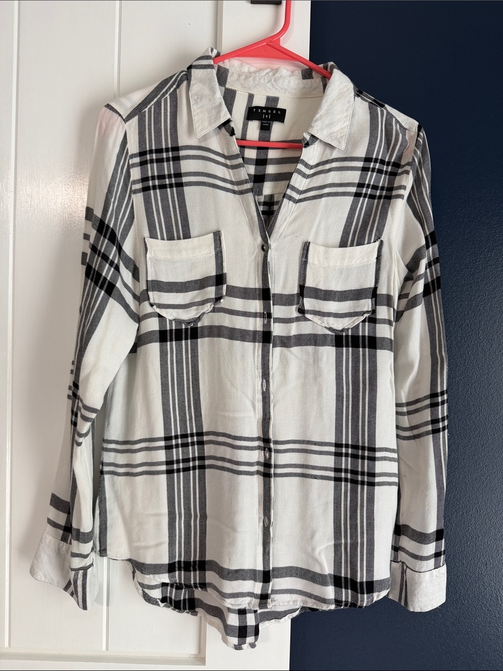Tinsel Black and White Plaid Popover Shirt